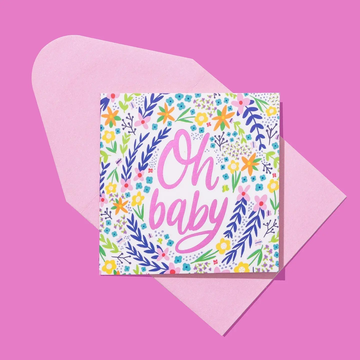 Gift Enclosure Card | "Oh Baby" | Pink - Juli's Wearable Art