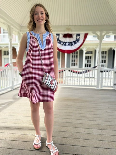 Gingham Print Sleeveless Mini Dress - Juli's Wearable Art
