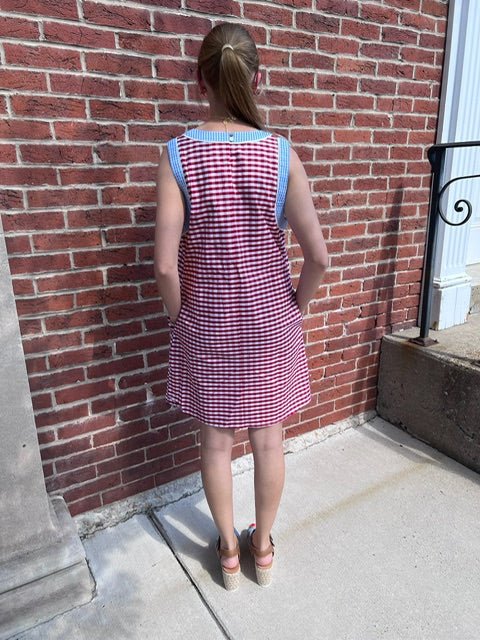 Gingham Print Sleeveless Mini Dress