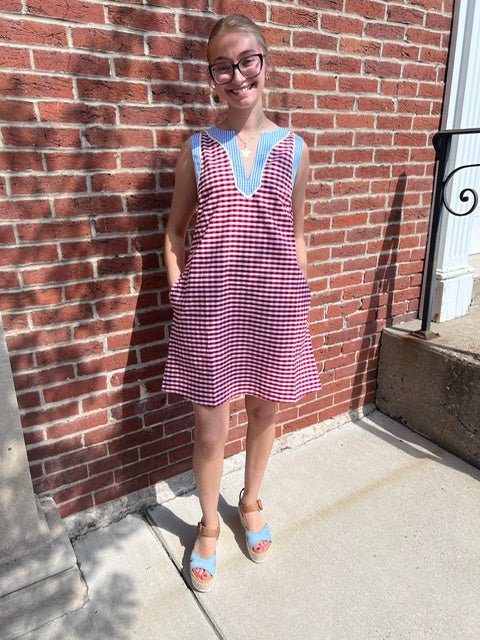 Gingham Print Sleeveless Mini Dress