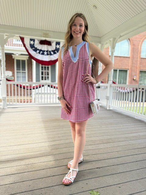 Gingham Print Sleeveless Mini Dress