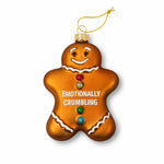 Glass Blown Holiday Ornament | Emotionally Crumbling | Gingerbread Man - Juli's Wearable Art
