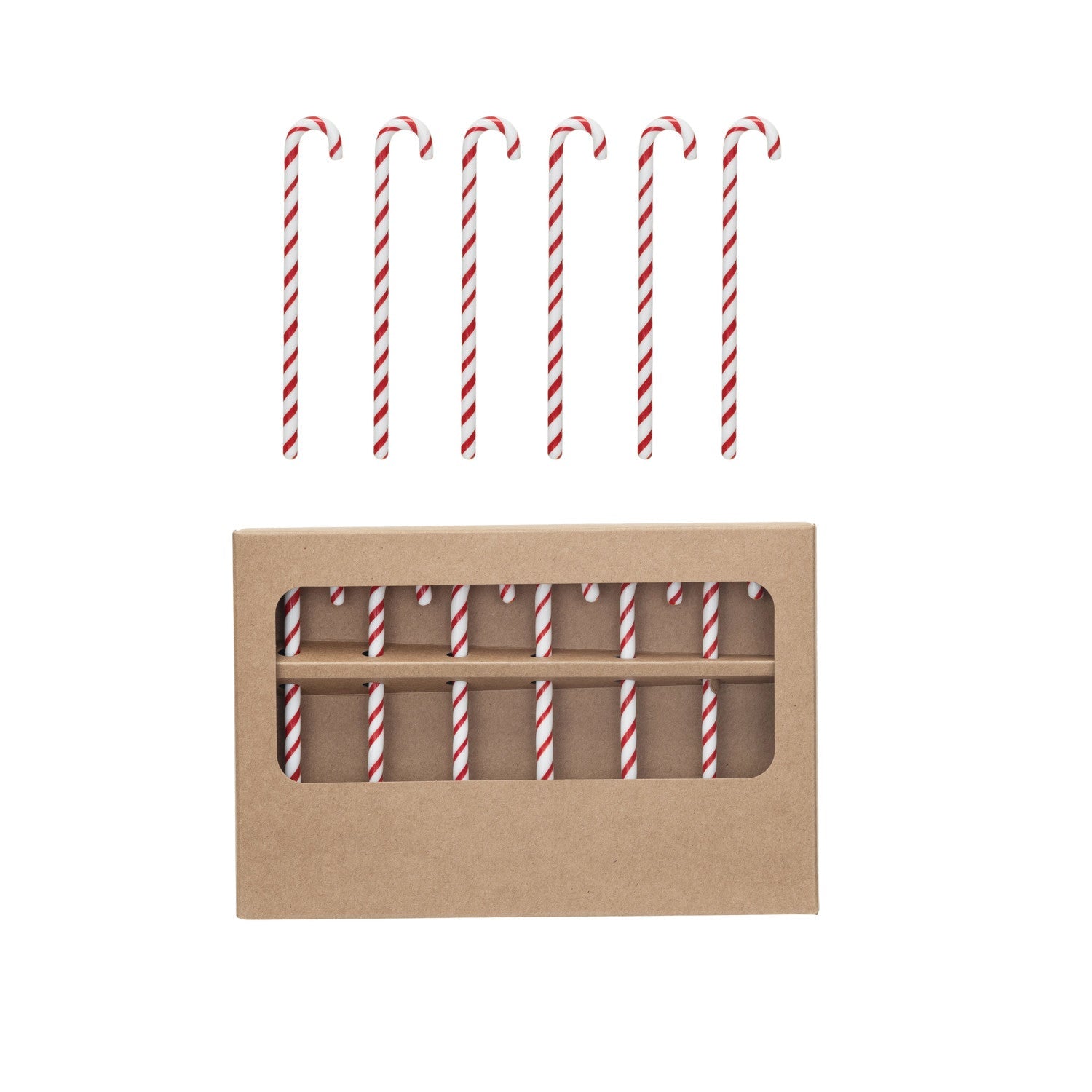 Glass Candy Cane Stir Sticks | Boxed Set of 6