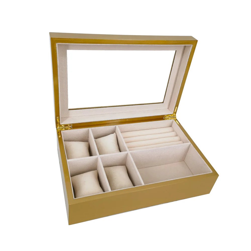 Glass Top Jewelry Box | Gold - Juli's Wearable Art