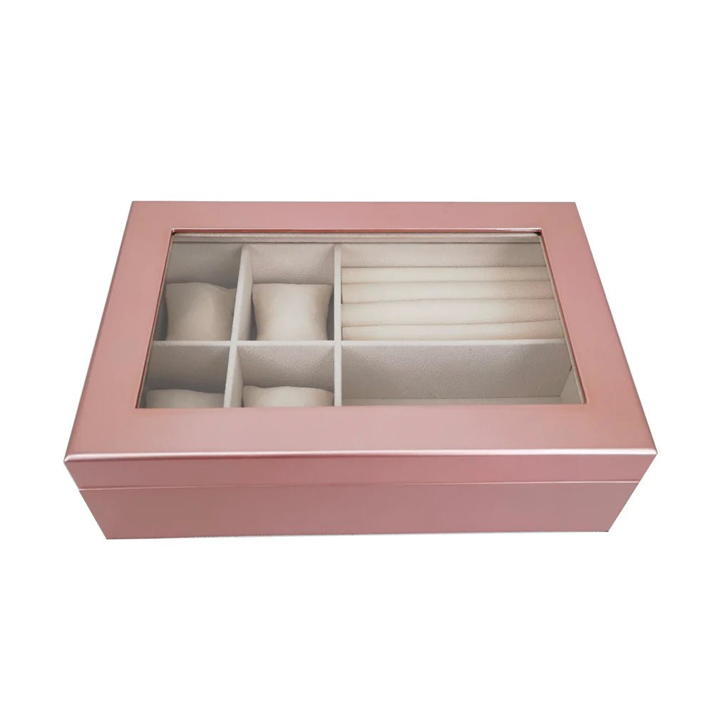 Glass Top Jewelry Box | Rose Gold - Juli's Wearable Art