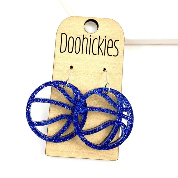 Glitter Acrylic Basketball Dangle Earrings - Juli's Wearable Art