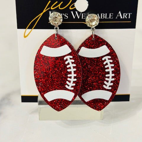 Glitter Acrylic Football Earrings - Juli's Wearable Art