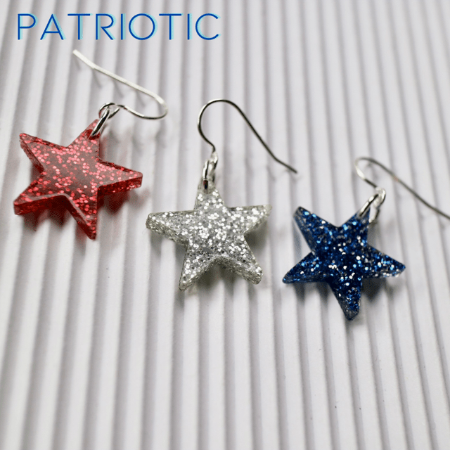 Glitter Star Acrylic Earrings - Juli's Wearable Art