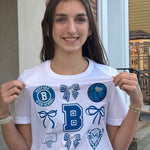 Go Blue! Bedford High School Basketball Cheer Ladies T-Shirt - Juli's Wearable Art