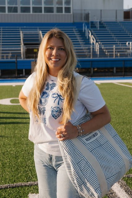 Go Blue! Bedford High School Soccer Cheer Ladies T-Shirt