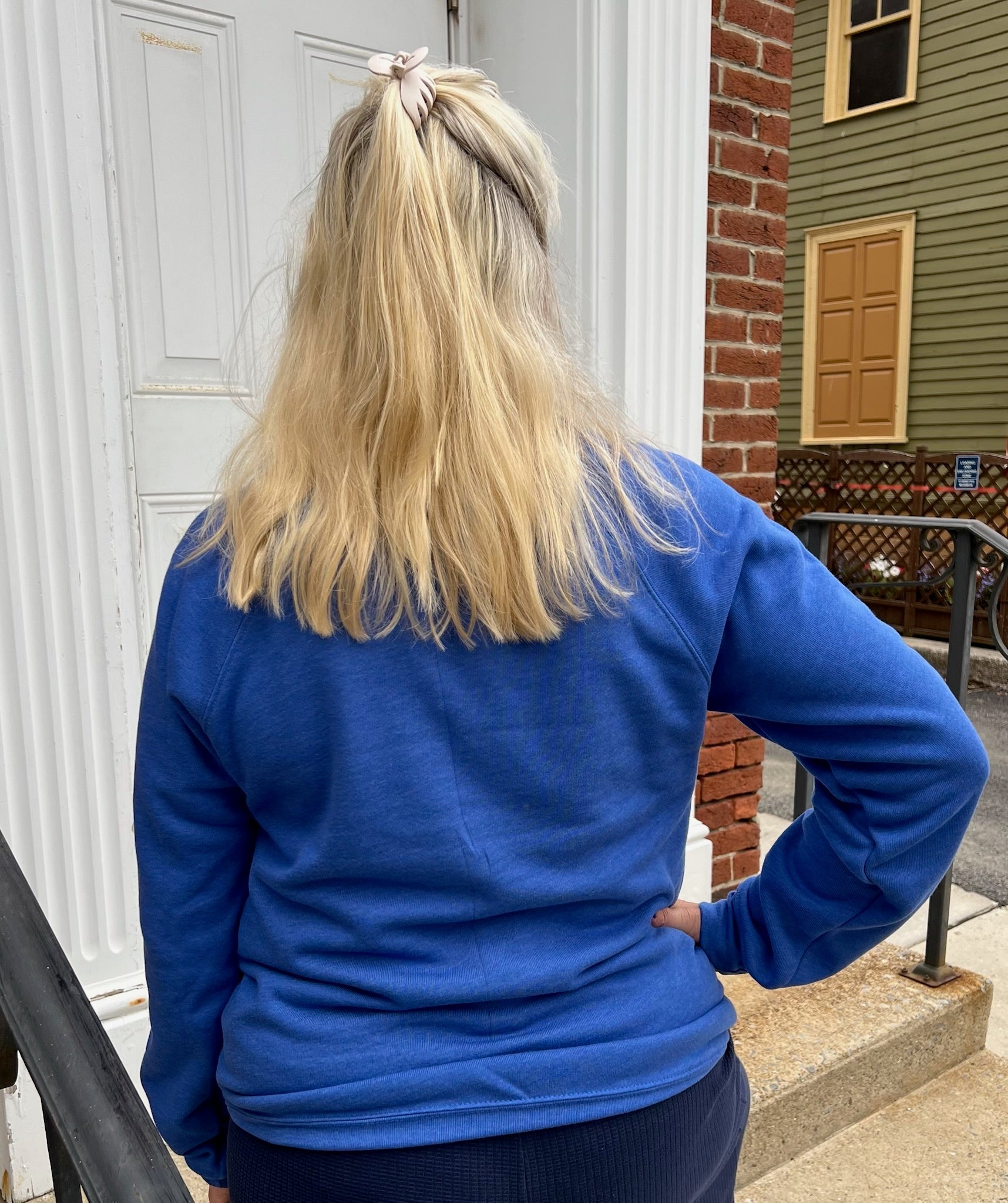 Go Blue! Bedford High School Soccer Cheer Sweatshirt - Juli's Wearable Art