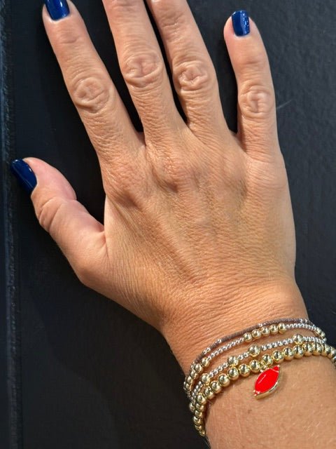 Gold Beaded Bracelet | Red Football