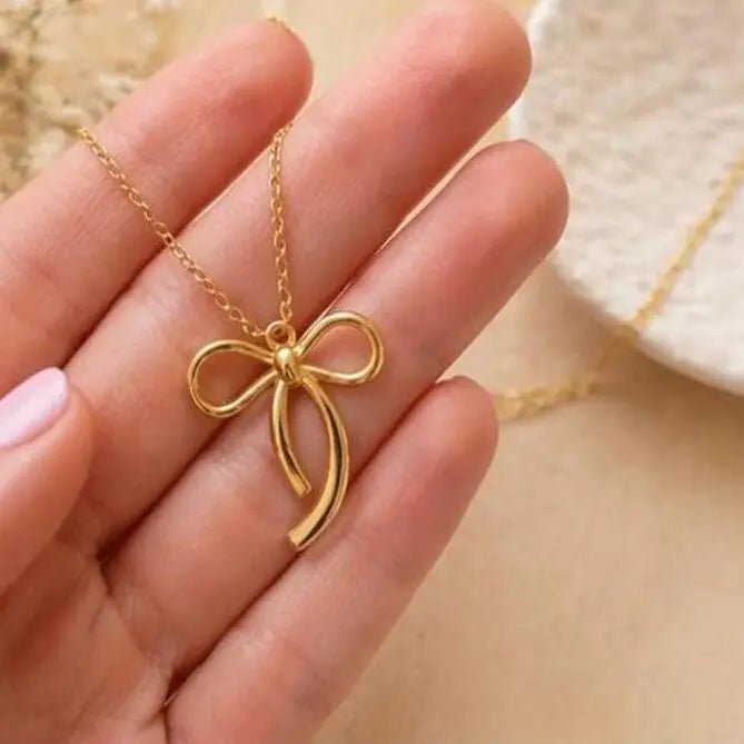 Gold Bow Necklace for the Graduate