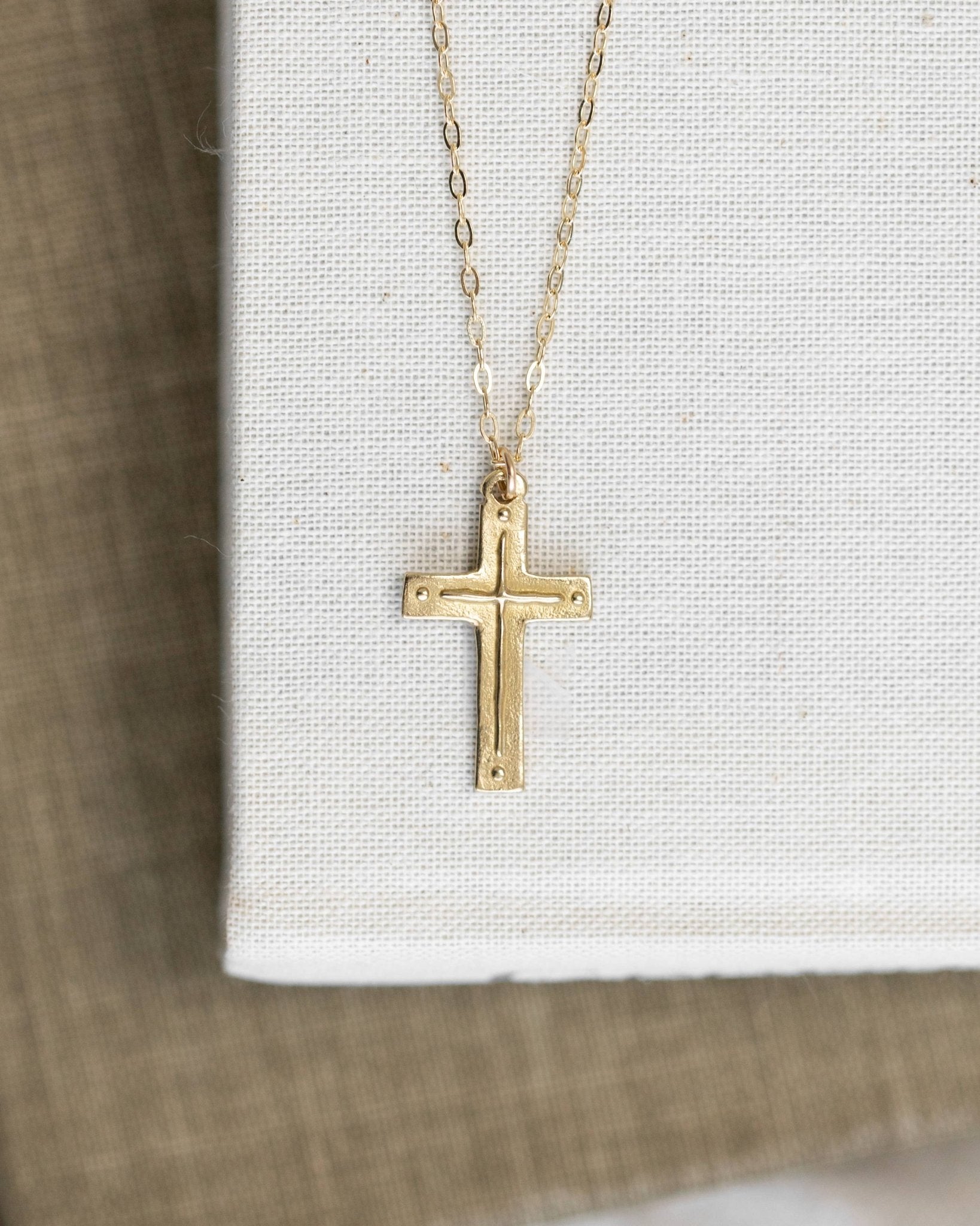 Gold Cross 16" Necklace | Titus 3:4–5 Scripture Pendant