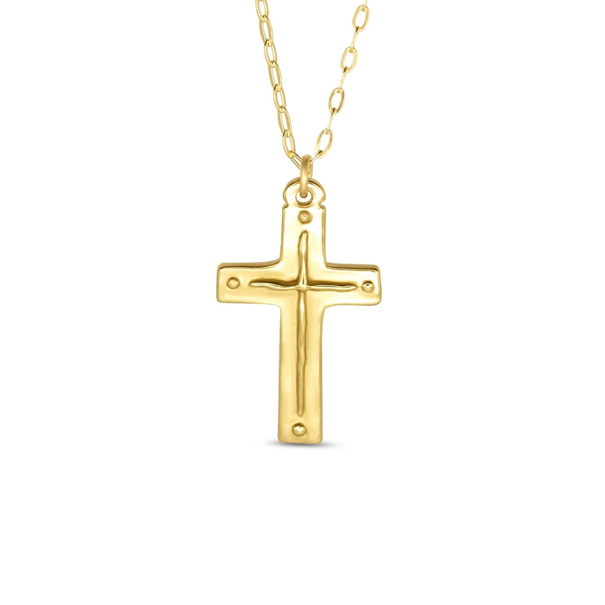 Gold Cross 16" Necklace | Titus 3:4–5 Scripture Pendant