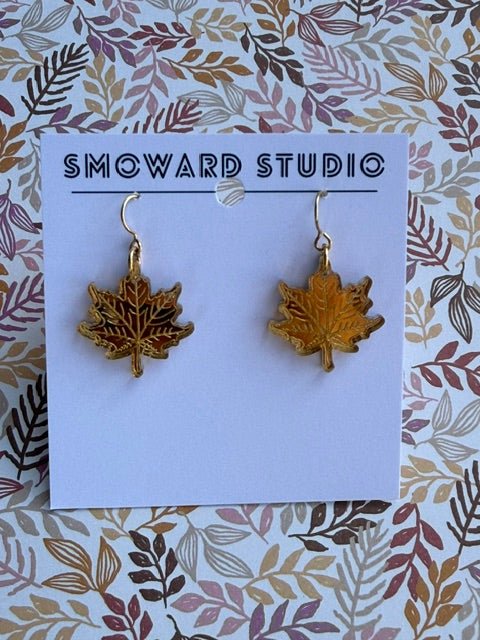 Gold Maple Leaf Acrylic Earrings