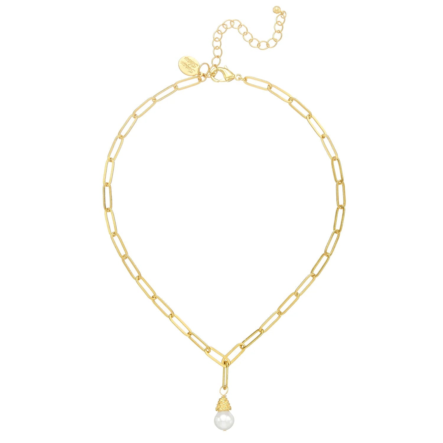 Gold Pearl Paperclip Necklace - Juli's Wearable Art