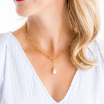 Gold Pearl Paperclip Necklace - Juli's Wearable Art