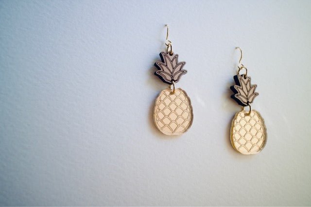 Gold Pineapple Acrylic Earrings - Juli's Wearable Art