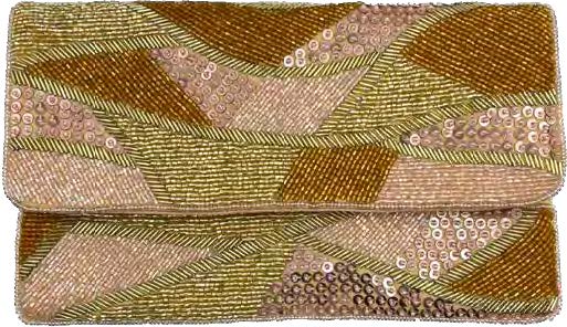 Gold & Pink Wave Beaded Clutch