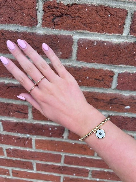 Gold Soccer Ball Beaded Bracelet