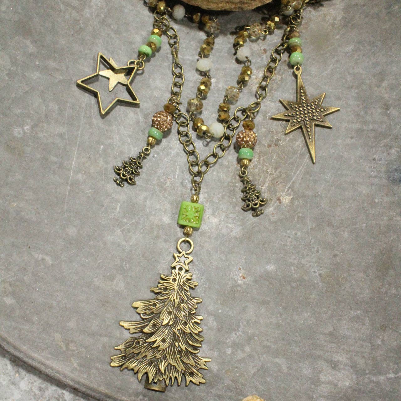 Golden Stars On The Tree Layered Necklace - Juli's Wearable Art