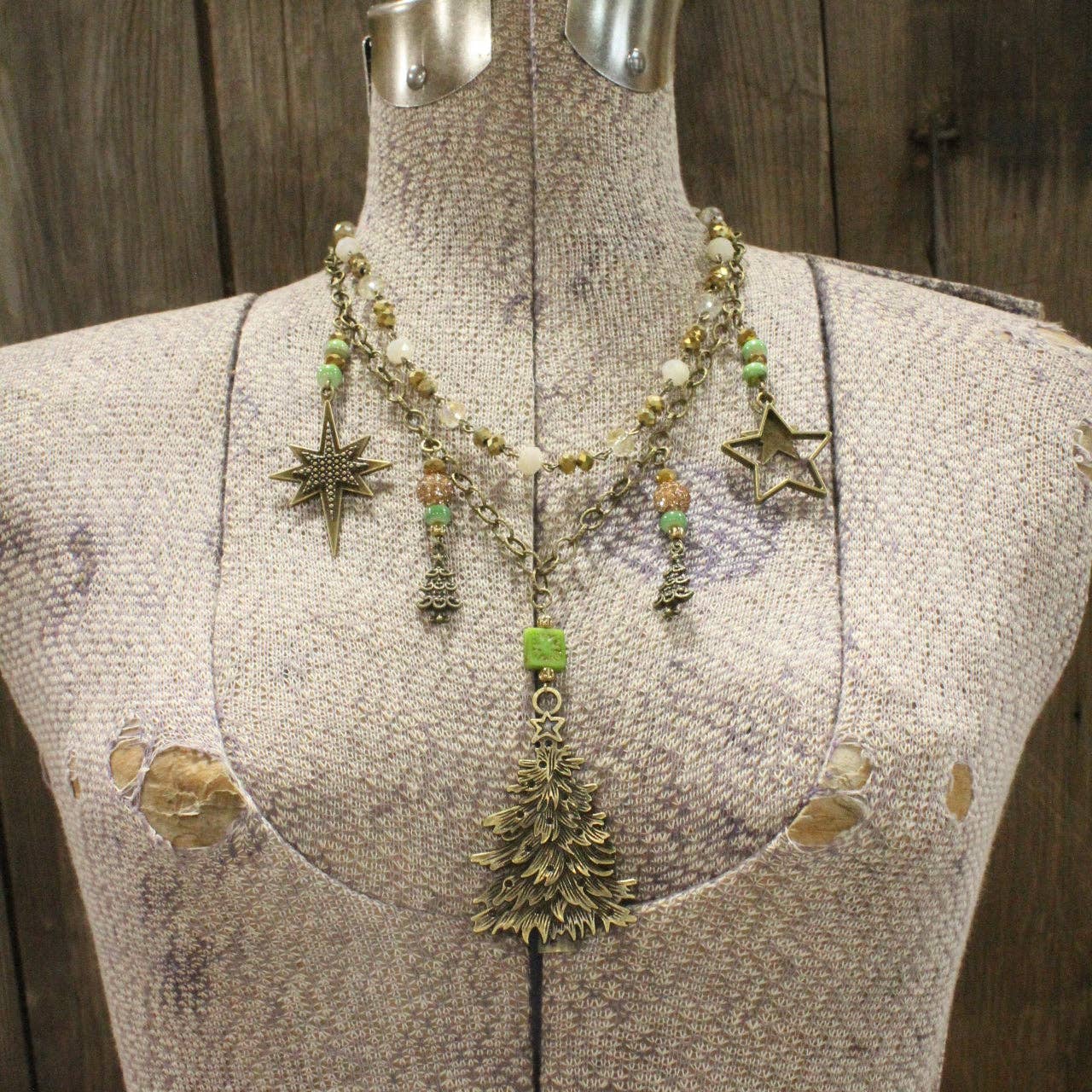 Golden Stars On The Tree Layered Necklace - Juli's Wearable Art