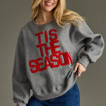 Gray “’Tis The Season” Oversized Holiday Sweatshirt - Juli's Wearable Art