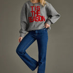 Gray “’Tis The Season” Oversized Holiday Sweatshirt - Juli's Wearable Art