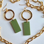 Green Bar with Gold Rope Circle Earrings - Juli's Wearable Art