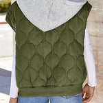 Green Color Block Sleeveless Hooded Jacket - Juli's Wearable Art