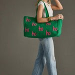 Green "Ho Ho Ho" Textured Tote Bag - Juli's Wearable Art