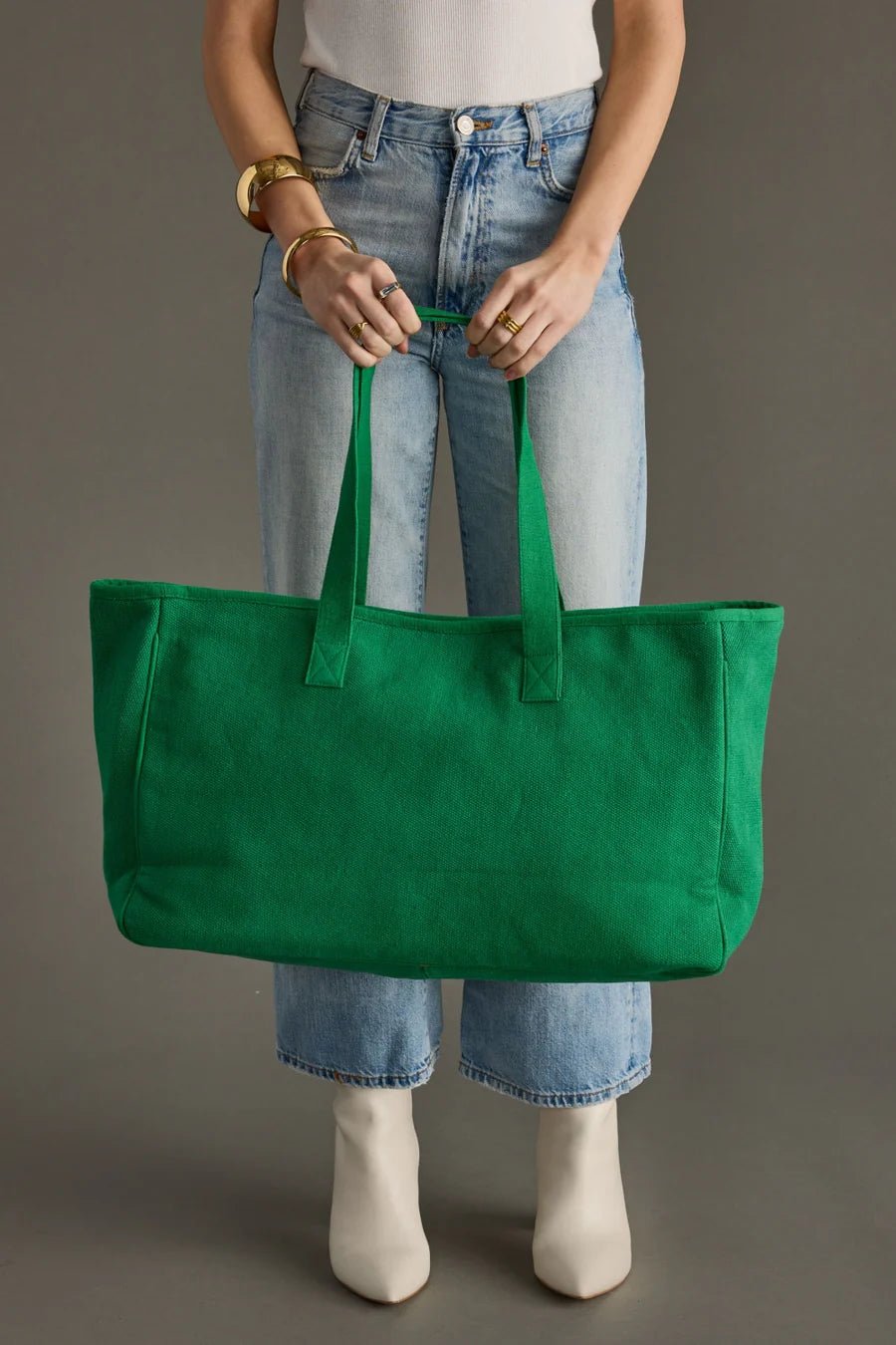 Green "Ho Ho Ho" Textured Tote Bag - Juli's Wearable Art