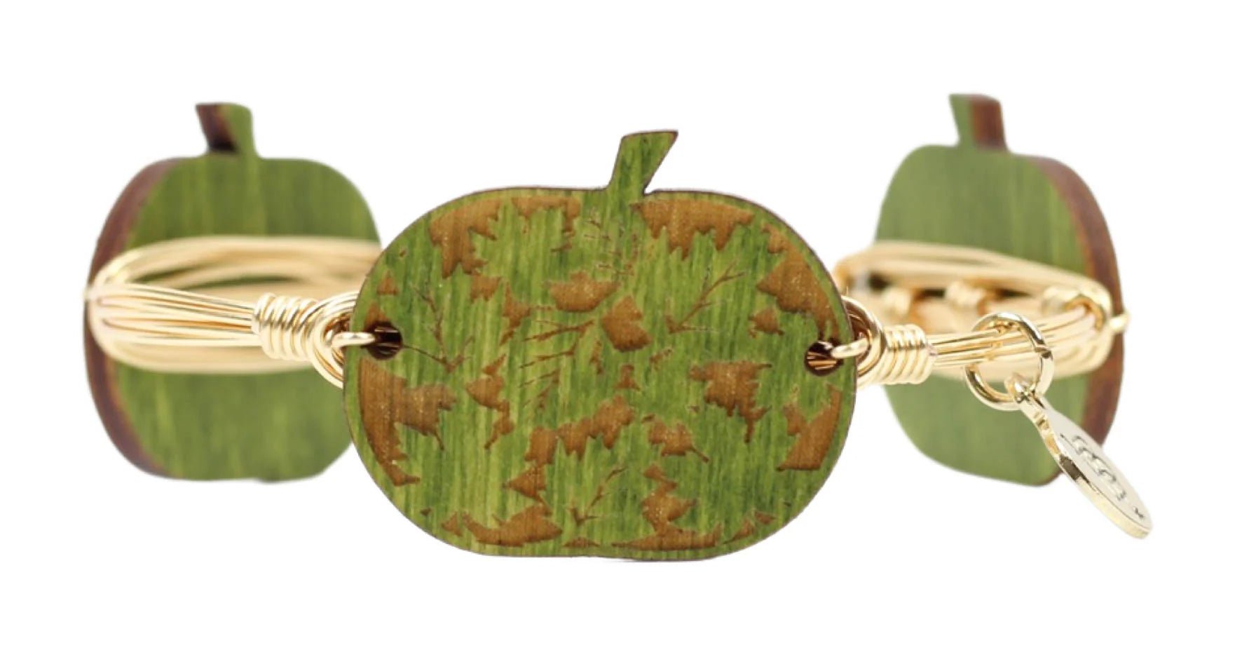 Green Leaves Pumpkin Bangle Bracelet - Juli's Wearable Art