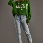 Green "Lucky Clover" Sweater - Juli's Wearable Art
