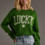 Green "Lucky Clover" Sweater - Juli's Wearable Art