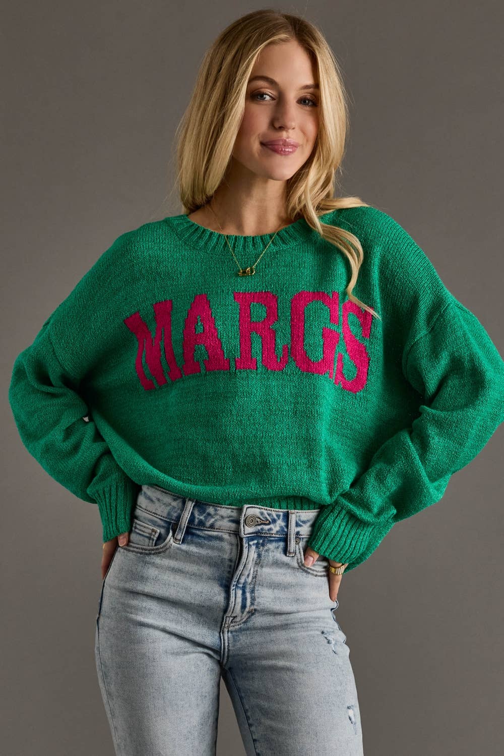 Green "Margs" Lightweight Sweater - Juli's Wearable Art