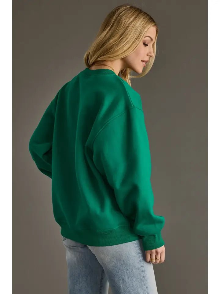 Green “Merry” Graphic Sweatshirt - Juli's Wearable Art