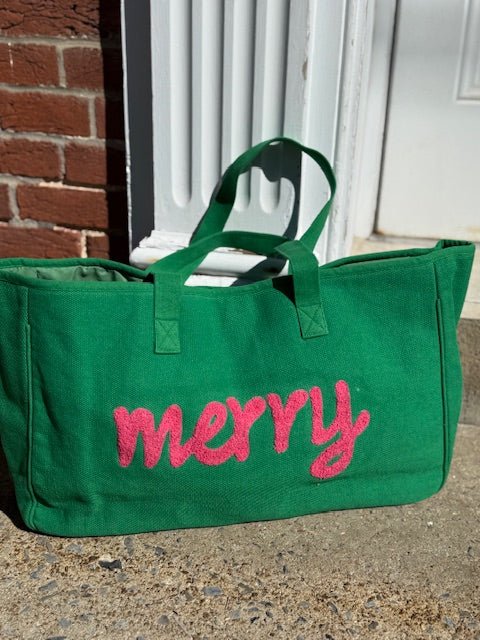 Green & Pink Merry Tote Bag - Juli's Wearable Art