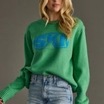 Green “Ski Goggle” Knit Sweater - Juli's Wearable Art