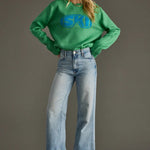 Green “Ski Goggle” Knit Sweater - Juli's Wearable Art