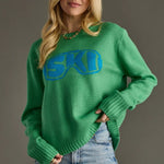 Green “Ski Goggle” Knit Sweater - Juli's Wearable Art
