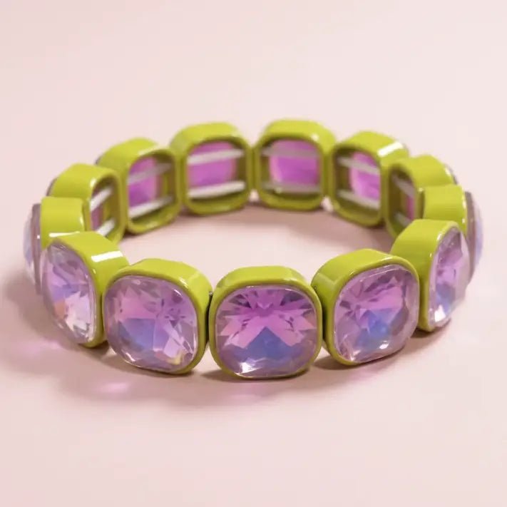 Griffin Enamel Stretch Bracelet | Chartreuse + Purple - Juli's Wearable Art