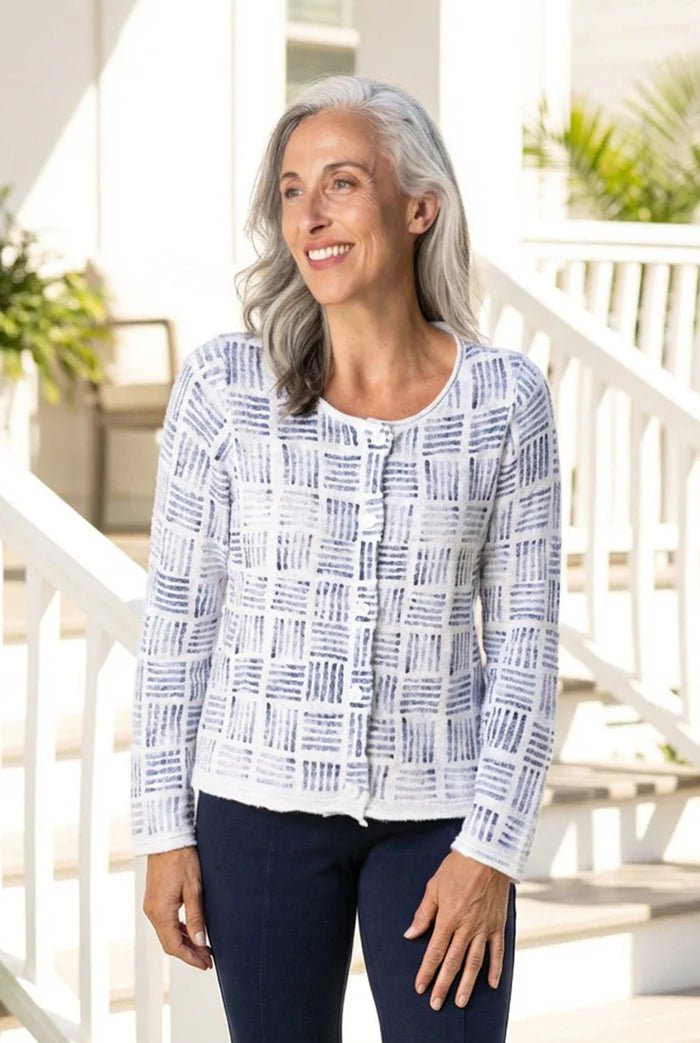 Habitat Block Print Summer Cardigan | White Multi