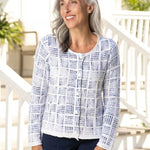 Habitat Block Print Summer Cardigan | White Multi - Juli's Wearable Art