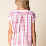 Habitat Blurred Plaid Harwich Top | Coral - Juli's Wearable Art