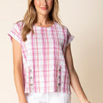 Habitat Blurred Plaid Harwich Top | Coral - Juli's Wearable Art