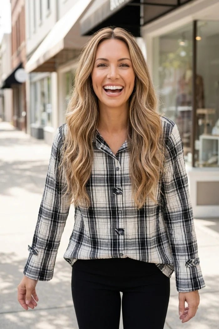Habitat Crinkle Windowpane Tab Shirt | Winter White