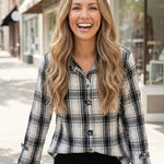 Habitat Crinkle Windowpane Tab Shirt | Winter White - Juli's Wearable Art