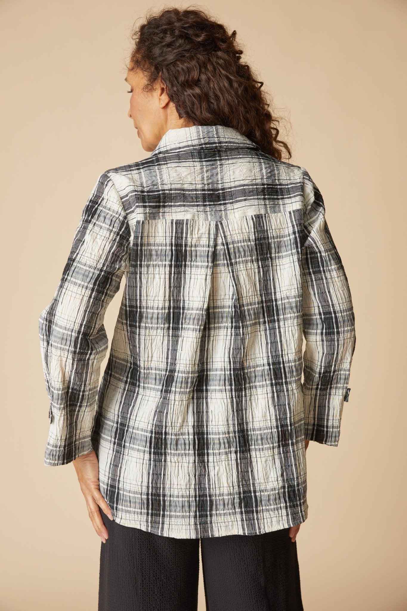 Habitat Crinkle Windowpane Tab Shirt | Winter White - Juli's Wearable Art